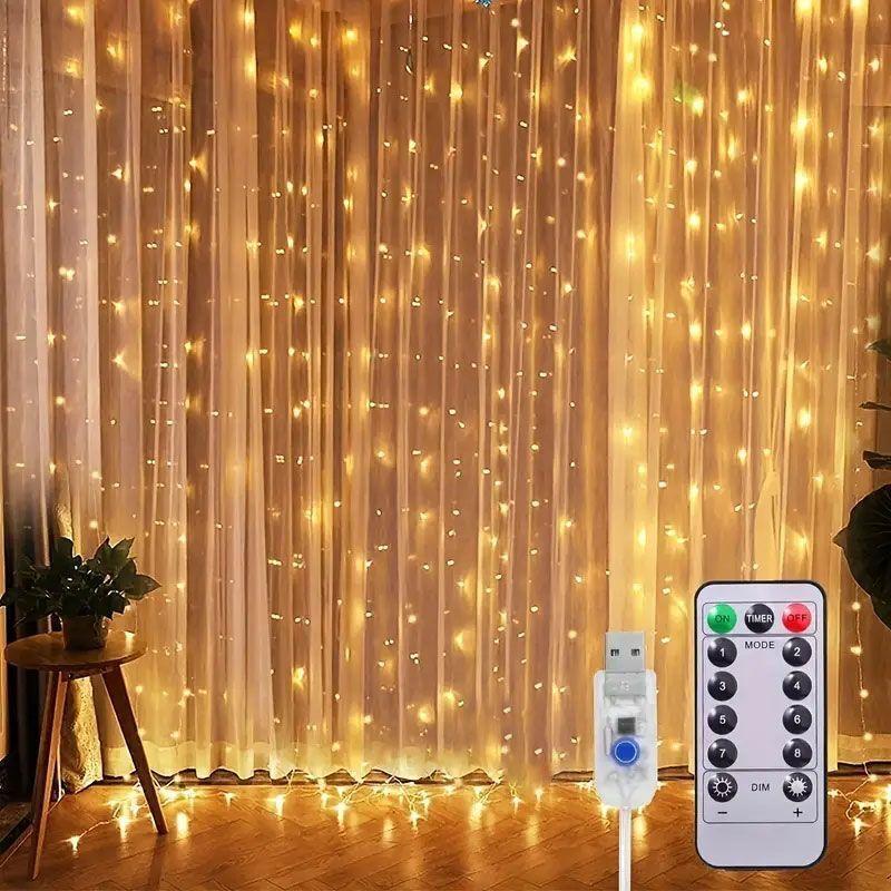 Xiaomi 3/4/6M LED Curtain Lights Fairy Garland on the Window USB 8 Modes Light String Christmas Wedding Party Festoon Home Decoration