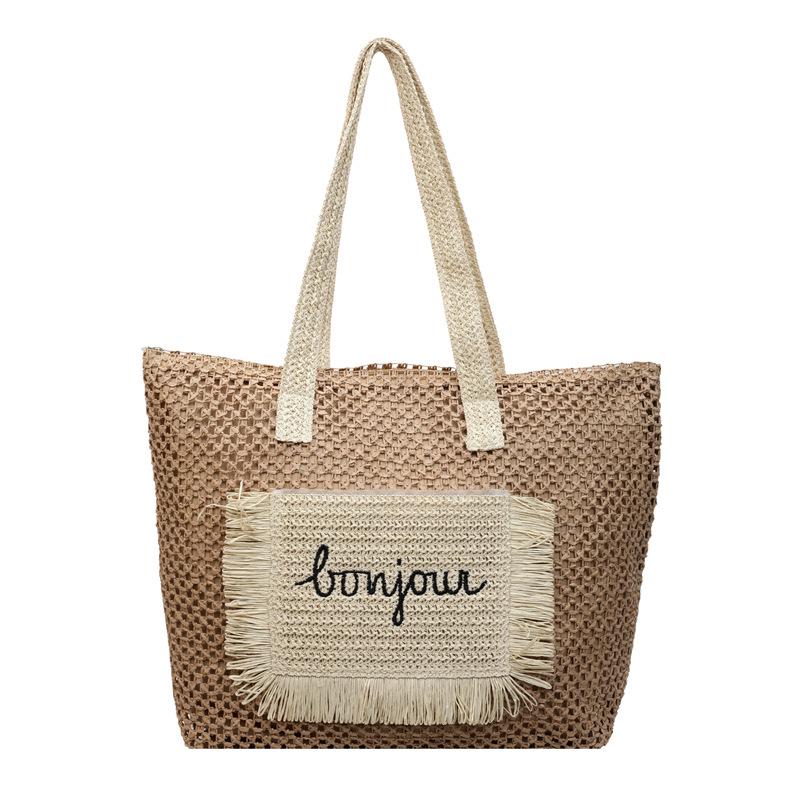 2026 Women s Large Capacity Woven Tote Bag with Retro Tassel - Fashionable and Trendy Straw Shoulder Handbag