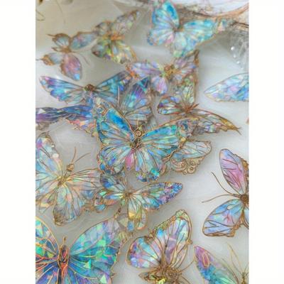 1pack(20pcs) Iridescent Butterfly Shaped Stickers For Diy Scrapbooking, Journaling Decoration