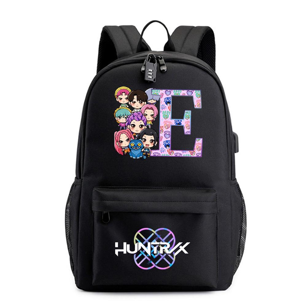 26 English Letter K-Pop Printed Backpack for Teenager Student Girl Boy Bookbag Schoolbag Women Large Capacity Waterproof Travel Bag Kid Gift