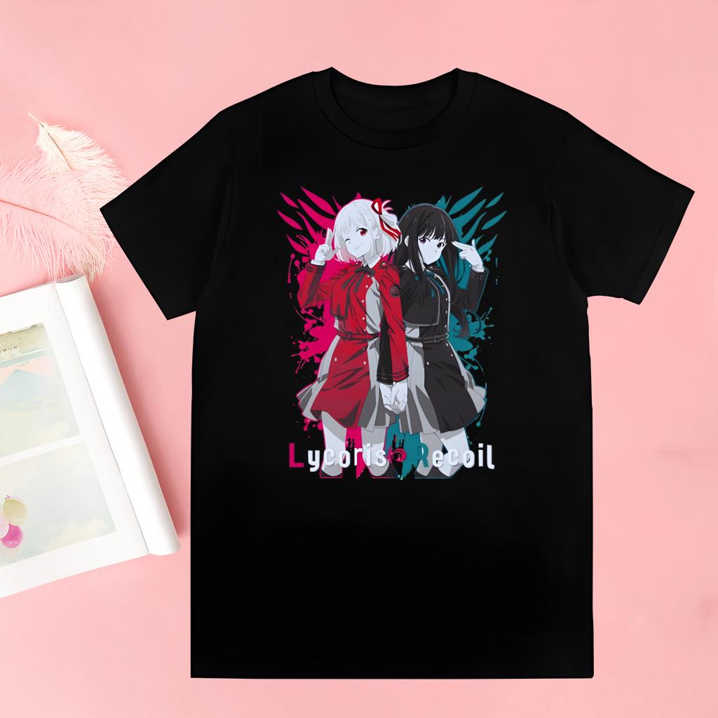 Lycoris Recoil Majima Chisato Nishikigi Takina Men Women T-shirt Tops Crew Neck Fitted Soft Anime Manga Tshirt Tee Shirt T-shirt