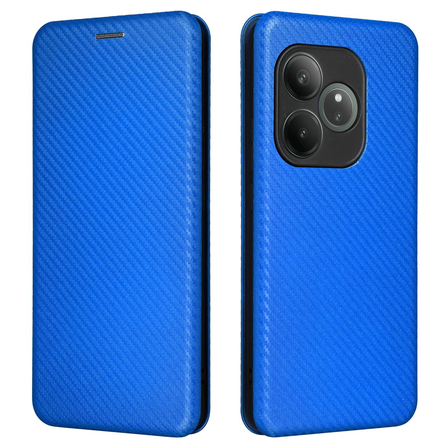 

Для Realme GT 6 5G/6T 5G/Neo6 SE 5G/Neo6 5G Чехол Слот для карт Текстура углеродного волокна Кожаный чехол для телефона Blue