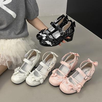 Mode Kvinnor Mary Jane Skor Nya Lolita Stil Trendiga och Mångsidiga Damskor Bröllopsfest Rosett Cosplay Högklackar Lolita Skor