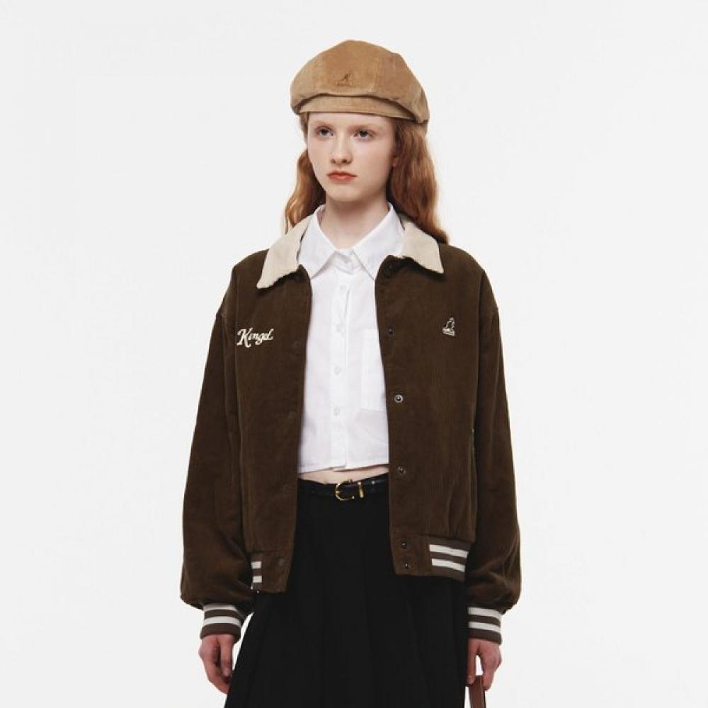 Женская вельветовая куртка-бомбер S 8555 Коричневая ME