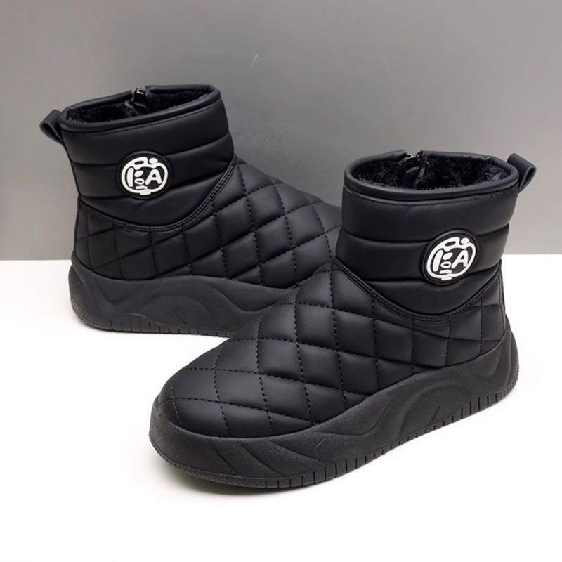 

Зимние детские нескользящие сноубутсы на толстой подошве, новые, на танкетке, утепленные бархатом, теплые, повседневные хлопковые ботинки 40 чёрный