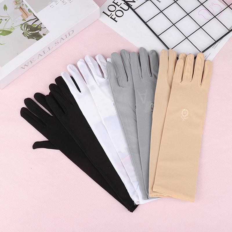 1Pair Mittens Sunscreen Driving Gloves Stretch Women Anti Uv Mid-Long Breathable Glove For Spring Summer Thin Gloves