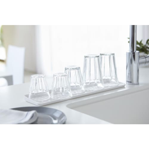 Yamazaki Slim Glass & Mug Stand, Aqua, White, 2621