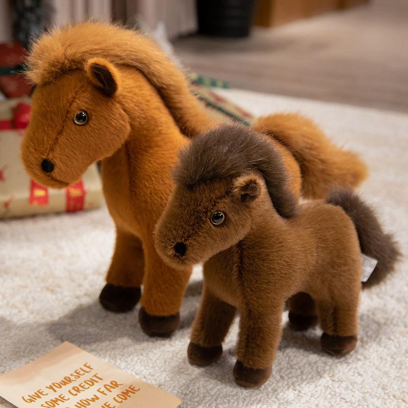 Simulation White Pony Doll Plush Toy Foal Zodiac Horse Doll Children Soothing Doll