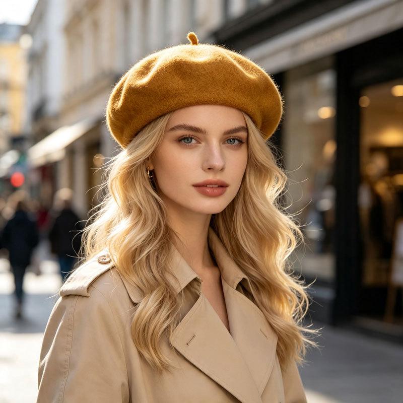 Woolen Beret Women's Autumn and Winter Vintage Versatile Fashion British Bud Painter Hat Tide