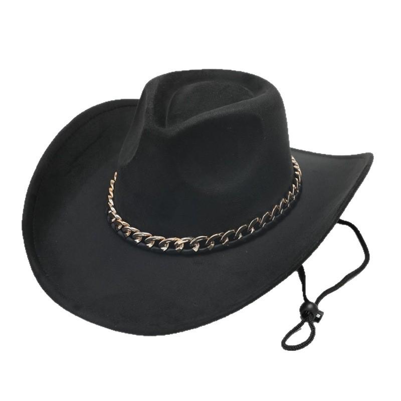 Wool top hat Jazz hat Tide autumn and winter European and American British hat Gentleman's hat Women's big along the chain Shanghai beach felt hat