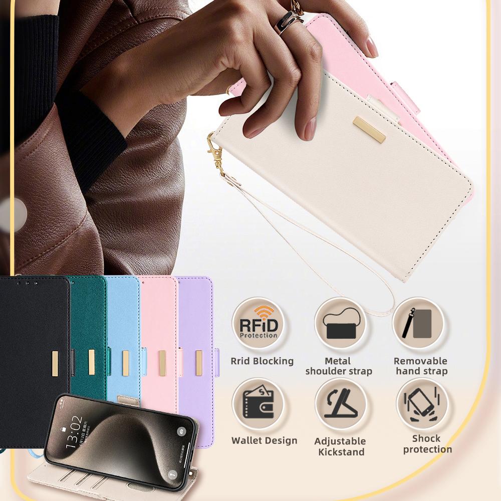 For Realme 12 4G/12+ 5G Leather Case RFID Blocking Wallet Phone Cover with Magnetic Clasp