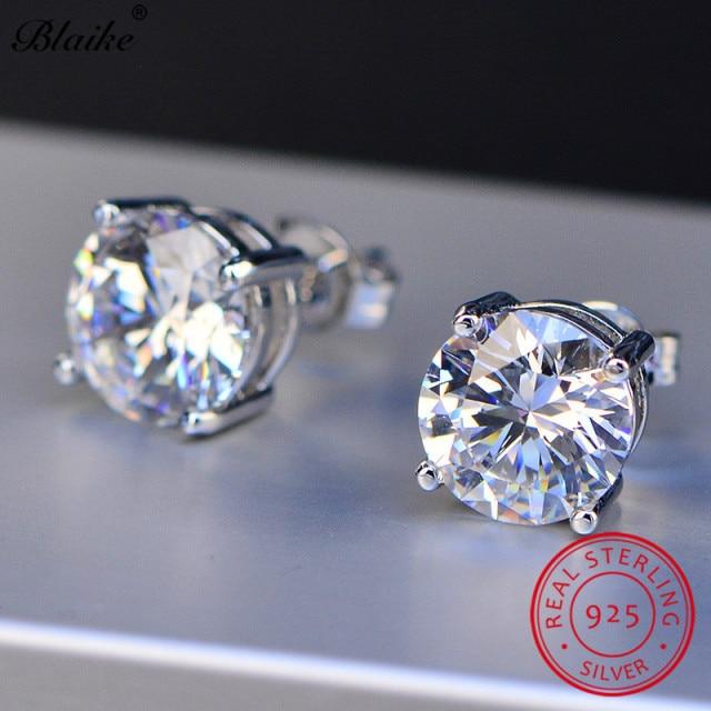 

Blaike Real S925 стерлингового серебра круглые серьги-гвоздики для женщин мужчин черный зеленый синий желтый розовый фиолетовый циркон радужные серьги