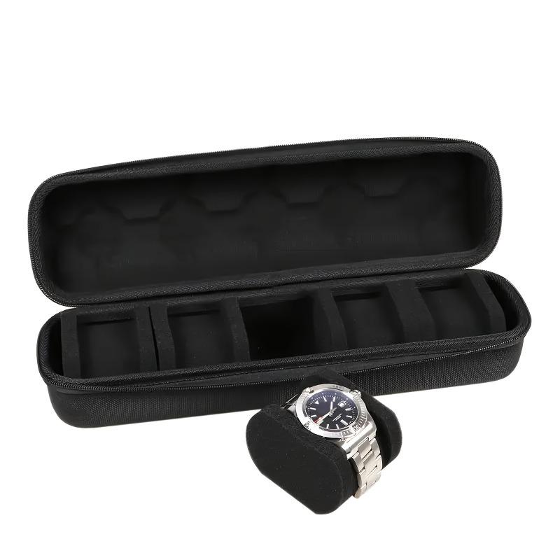 [Custodia da Viaggio per Orologi] Scatola da Viaggio per Orologi a 5 Scomparti, Custodia Rigida per Orologi da Uomo e da Donna, con Cuscino Morbido in Schiuma e Manico