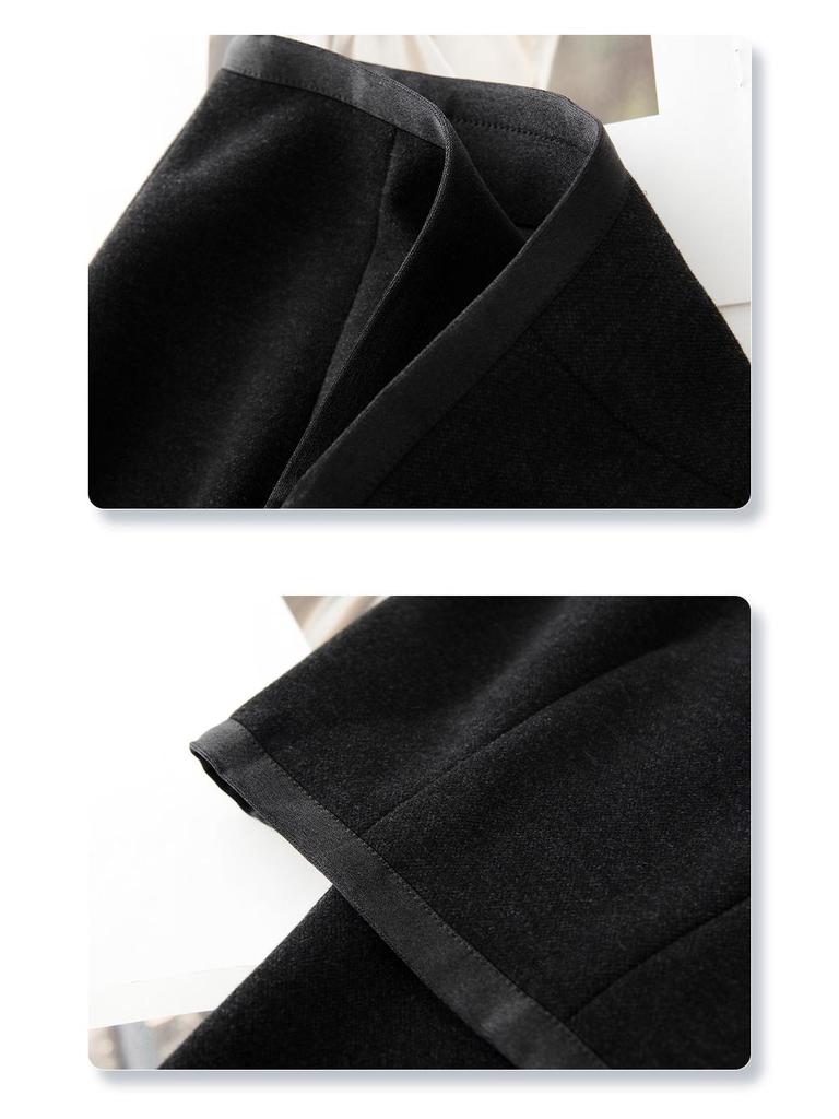 Women's Elegant High-Waisted Black and Gray Wool Blend Pencil Skirt - Autumn/Winter 2025 Collection