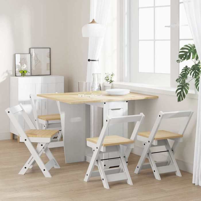 VidaXL Ensemble à manger papillon 5 pcs Corona pliable blanc bois pin, ensemble de table à manger, table et chaises à 3295717