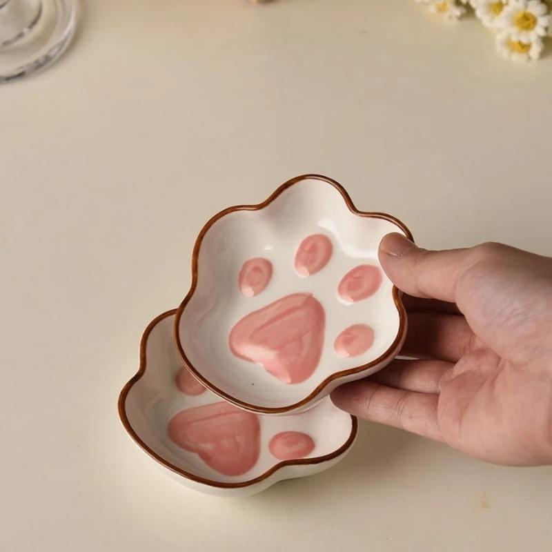 1pc Japanese Style Cat Paw Seasoning Dish Cute Cartoon Meal Dish Home Dipping Sauce Mustard Soy Sauce Salad Tomato Sauce