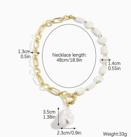 Multi- Faux Pearl Necklace, High-end Necklace One Size