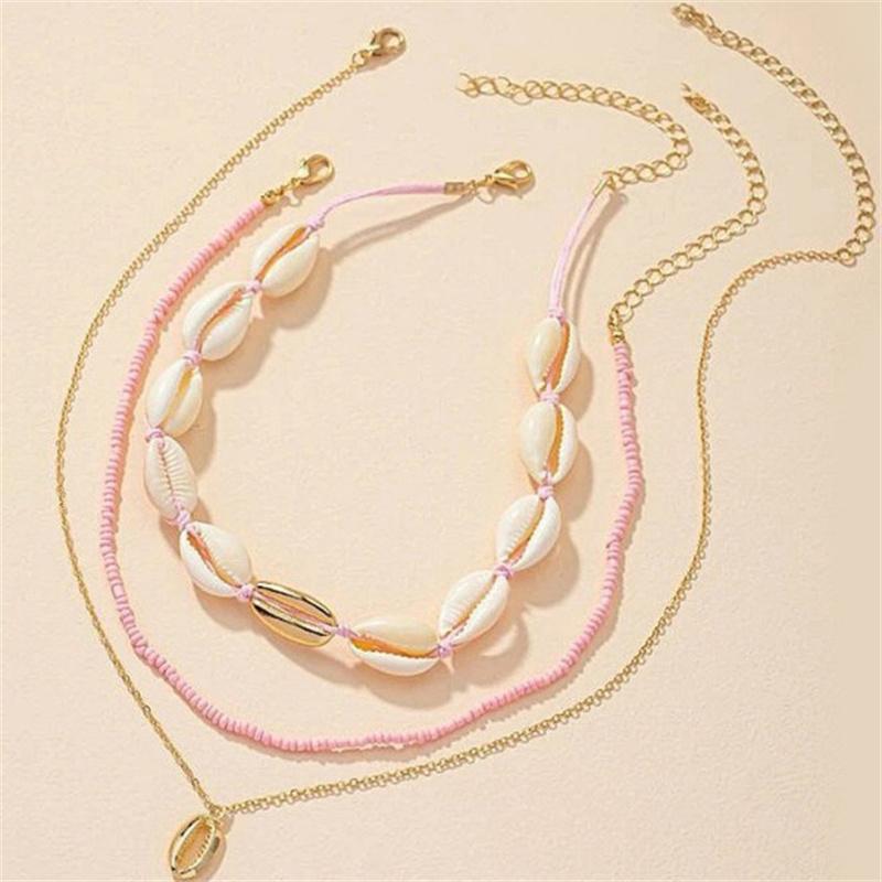 2 Buc/Set Colier Choker de Vară din Scoici Naturale de Mare Pentru Femei Boemia Lanț cu Mărgele Colier cu Scoici Accesorii de Bijuterie Ajustabile
