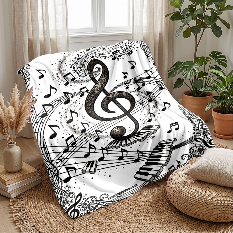 Music Notes Harmony 1 Theme blanket Lightweight Warm Flannel Blanket Decorative Throw Blanket for Home Decoration