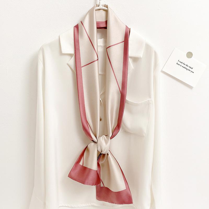 Spring and Autumn New Korean Decorative Slim Long Silk Scarf for Women, Small Neck Scarf, Ribbon Binding, Bag Strap, Headband, Winter Warm Scarf