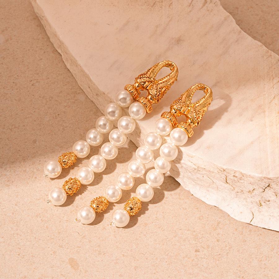 Orecchini a Frangia Ovali con Perle Vintage Francesi - Eleganti e Versatili Clip per Orecchie per Donna