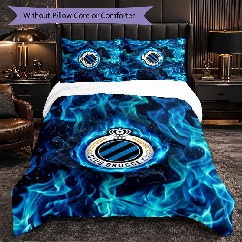Biancheria da letto a tema Club Brugge FC Set 3 Pezzi Copripiumino Biancheria da letto Decorativa Per Camera Adolescenti Decorazione Casa