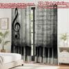 2D Flat Printing 2pcs Curtain Curtain Vintage Music Notes and Piano Digital Printed Polyester Drapes Seasonal Party & Holiday