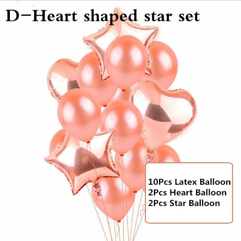 10/14/20pcs Rose Gold Party Confetti Sequin Balloon Accessories Heart Ballons