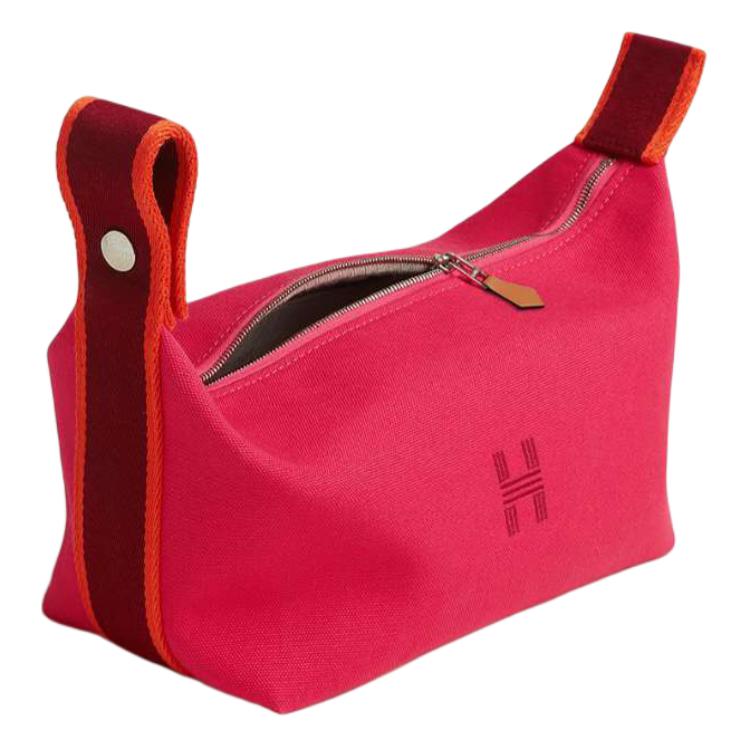 New HERMES Cotton Storage Bag, Toiletry Bag Small Unisex Rose Red H104222M04