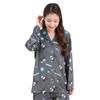 Kuromi Shirt Powder Long Long Top and Bottom Room MUSIC Kuromi [SAZAC] Pajamas, Stretch, Women's, Sleeves, Pants, Set, Wear, Loungewear,