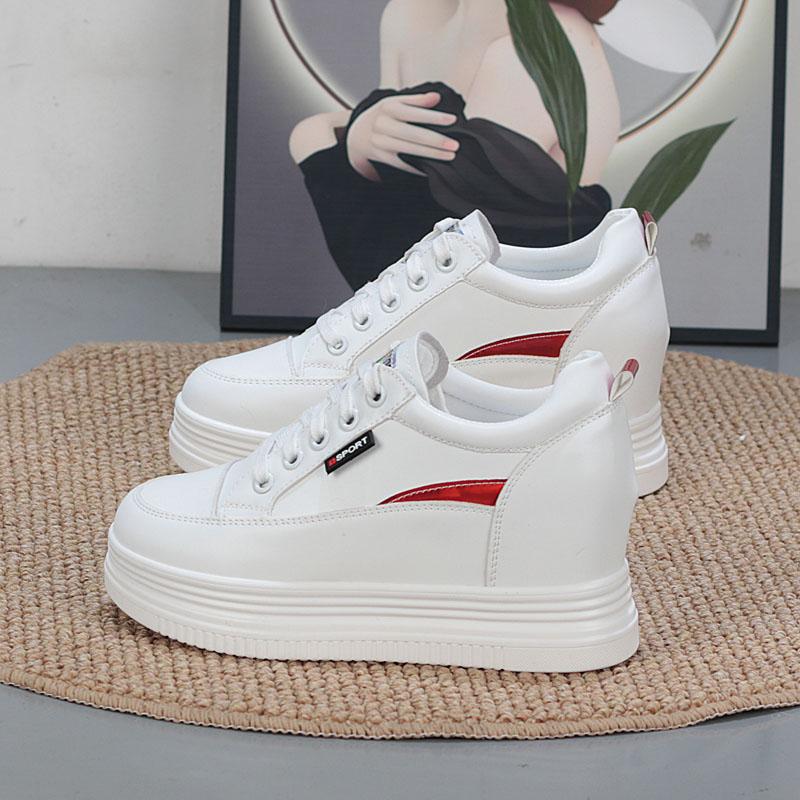 Fashion 8CM Genuine Leather Vulcanize Summer High Brand Comfy Spring Autumn Platform Vulcanize Women Chunky Sneaker Loafer Shoes