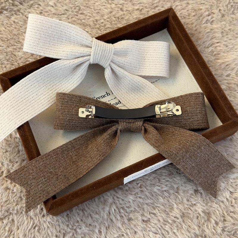 Autumn Winter Knitted Woolen Bow Hair Clips Spring Clips Womans Retro Temperament Barrettes Female Party Hairpins Hair Decorate