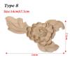 Unpainted Door Adornment Furniture Ornament Corner Appliques Woodcarving Rose Flower Floral Carved Wooden Crafts