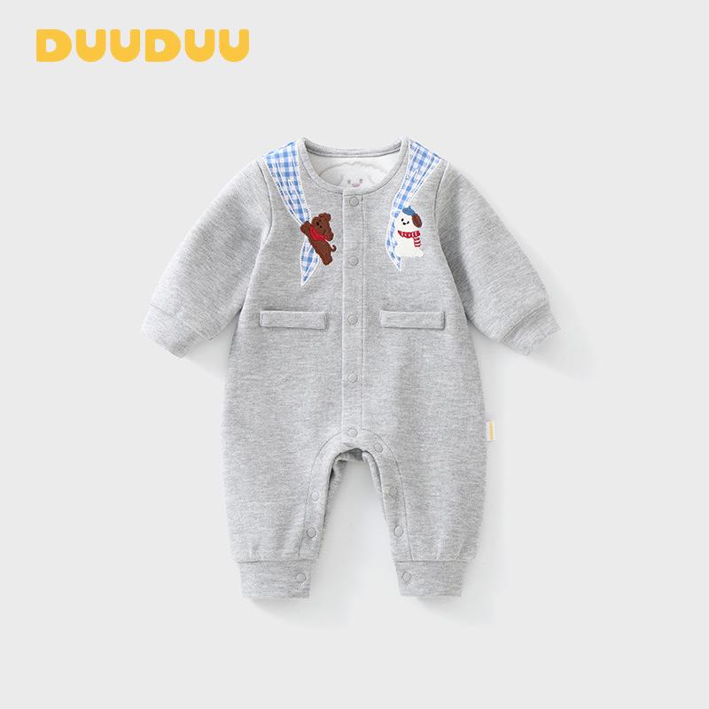 

DUUDUU 2026 Spring Collection Newborn Snap Crotch Bodysuit: Class A Crawling Jumpsuit for Babies. 90cm (10-18 months, under 25 lbs) сірий колір