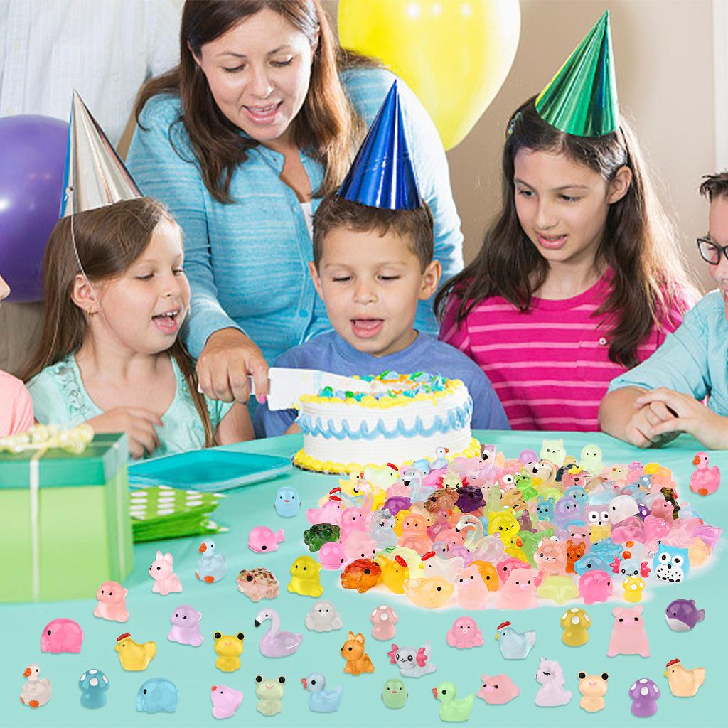 144 ks Mini Svítící Pryskyřičná Zvířátka Malá Svítící Ve Tmě Oceánské Zvíře Kachna Delfín Kachna Želva Houba Žába Miniaturní Figurky