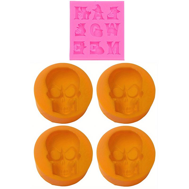 

WTEMPO Серия Хэллоуин Призрак Паук Тыква Череп Силиконовая форма для выпечки DIY Форма для торта DIY Страшная голова призрака Ароматизированная свеча Форма Креативное украшение 5pcs