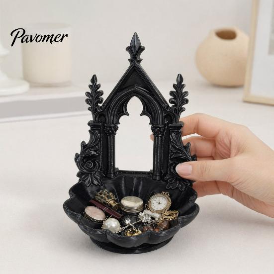Light Luxury Tray Jewelry Storage Tray, with Gothic Arch Pearlescent Design, Decorative Display Themed Organizer, for Rings Earrings Necklaces