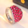 Luxury Inlaid Red CZ Women's Ring Aesthetic CopperColor Geometry Daily Wear Party Jewelry Anniversary Gift