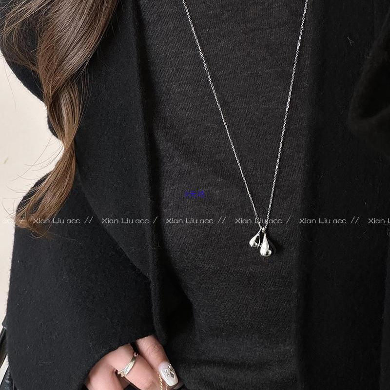 2025 Gold Water Drop Pendant Necklace: Elegant Long Chain for Women