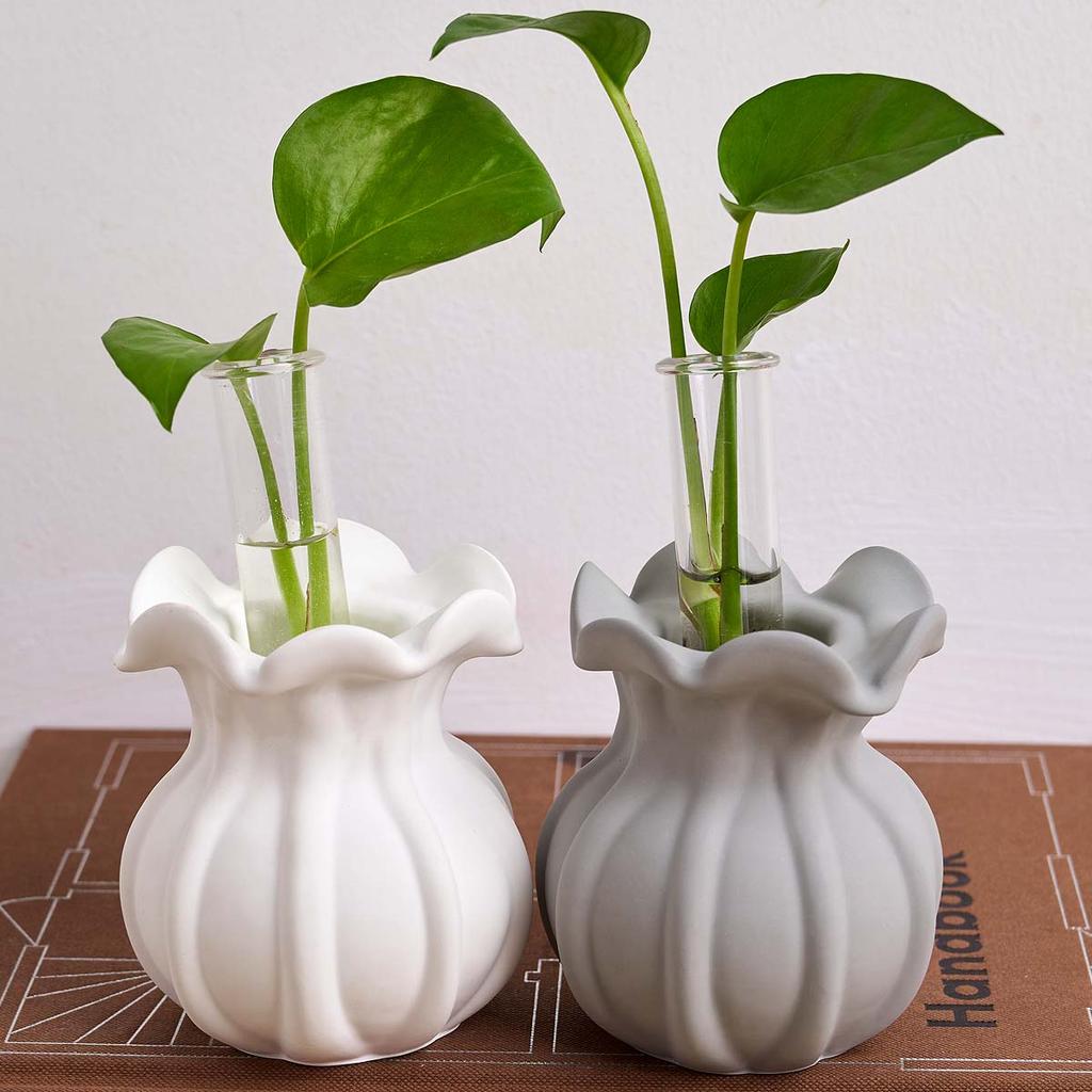 Blumenform Vase Silikonform DIY Hydroponisches Reagenzglas Blumentopf Gießformen Gips Harz Kerzenständer Bastelmaterial