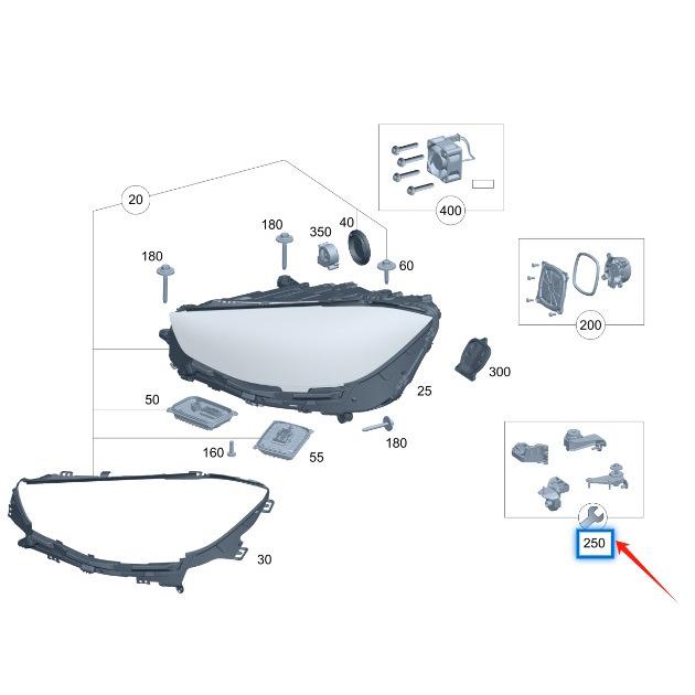 Mercedes-Benz S-Class 350 d Headlight Repair Kit (2238208304, 2238208404)