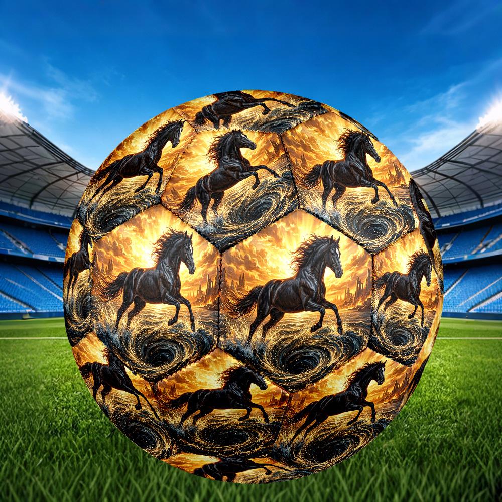 1pc Black Horse Storm Durable Size 5 Soccer Ball Professional Match Training Football Indoor &Outdoor Sports Ball P60183