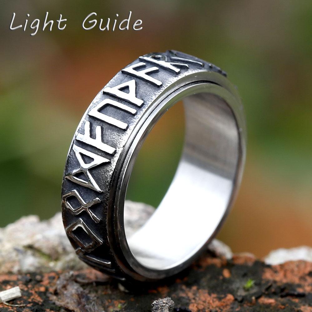 2022 Vintage Viking Rune Ring For Men Women Retro 316L Stainless Steel Odin Nordic Rings Simple Amulet Jewelry Gift Wholesale