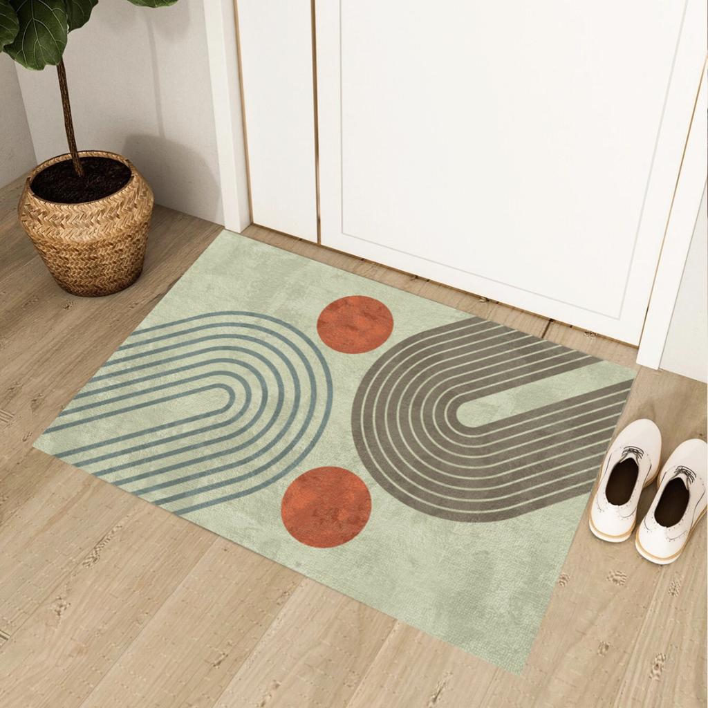 Minimalist Nordic Style Carpet Porch Living Room Entrance Door Mat Abstract Geometric Lines Bedroom Decoration Rug
