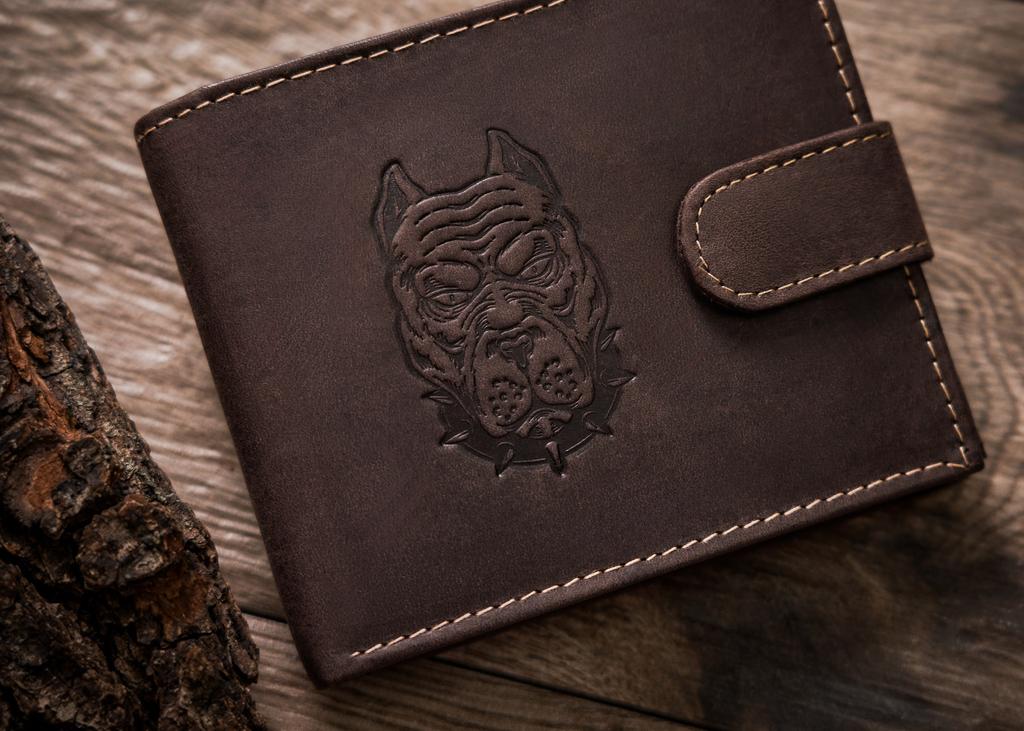 Men's leather wallet N992L-CHM-DOG-2-BL BROWN