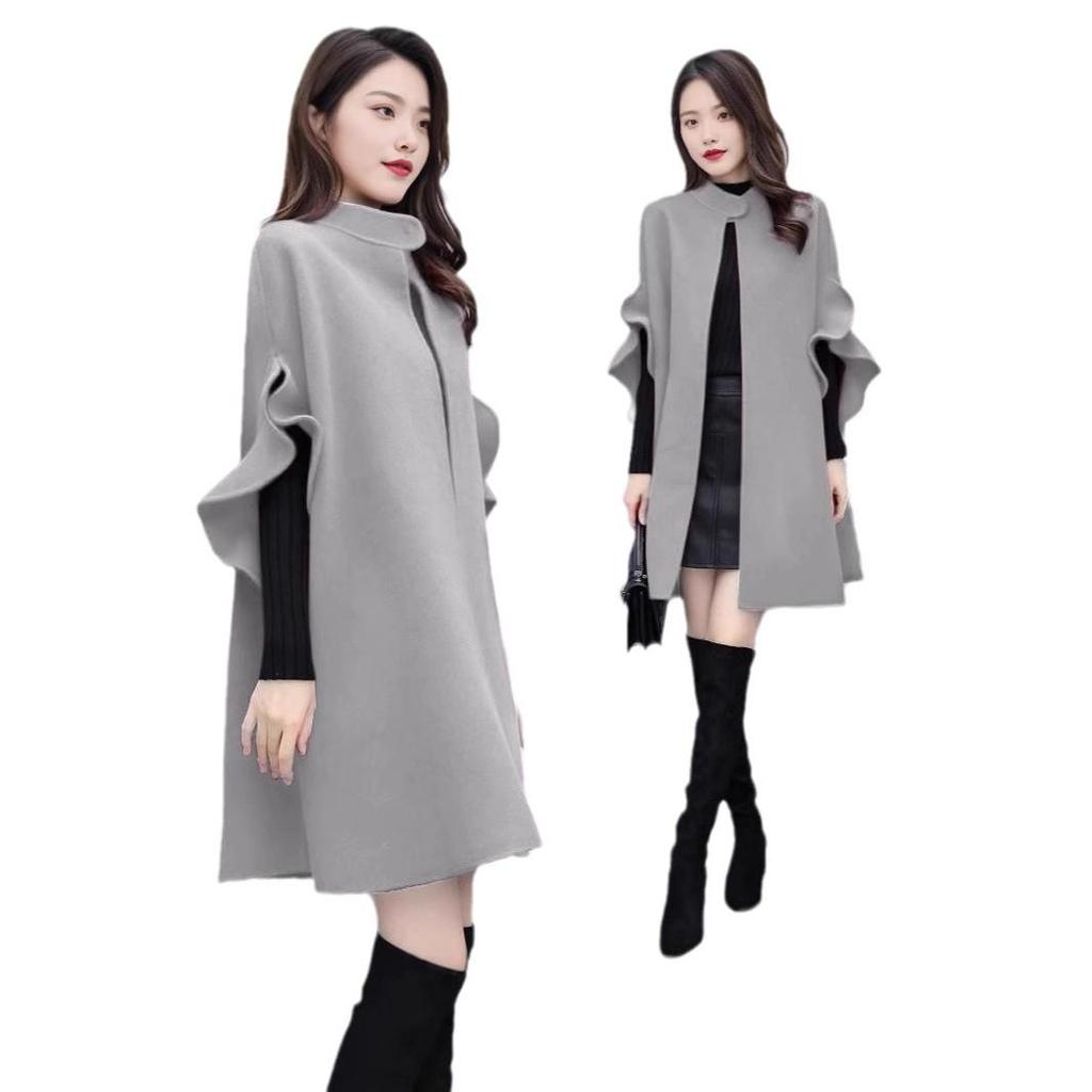 Women's Plus Size A-Line Wool Coat Cloak In Red – Mid-Length, Spring To Winter