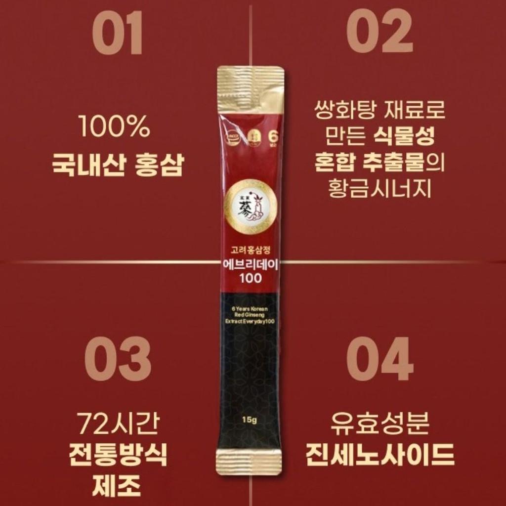 [Pungnyeon Bogam] 6-year-old Korean Red Ginseng Extract Everyday 15g 100 Sticks Korean Health Food