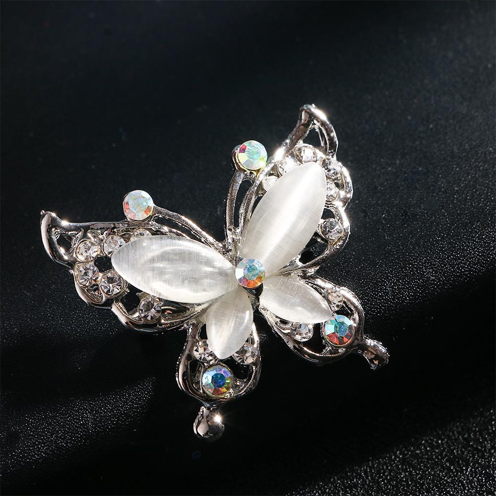 Bridal Crystal Fashion Jewelry Opal Stone Wedding Brooch Pin Butterfly Brooch Pin Rhinestone Women