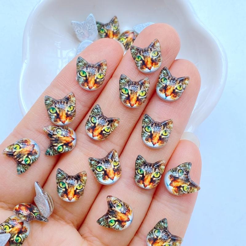 

50Pcs New Mini Cute 9*10mm Animal Cartoon Cat Head Flat Back Resin Scrapbooking Jewelry Craft Decoration Accessorie