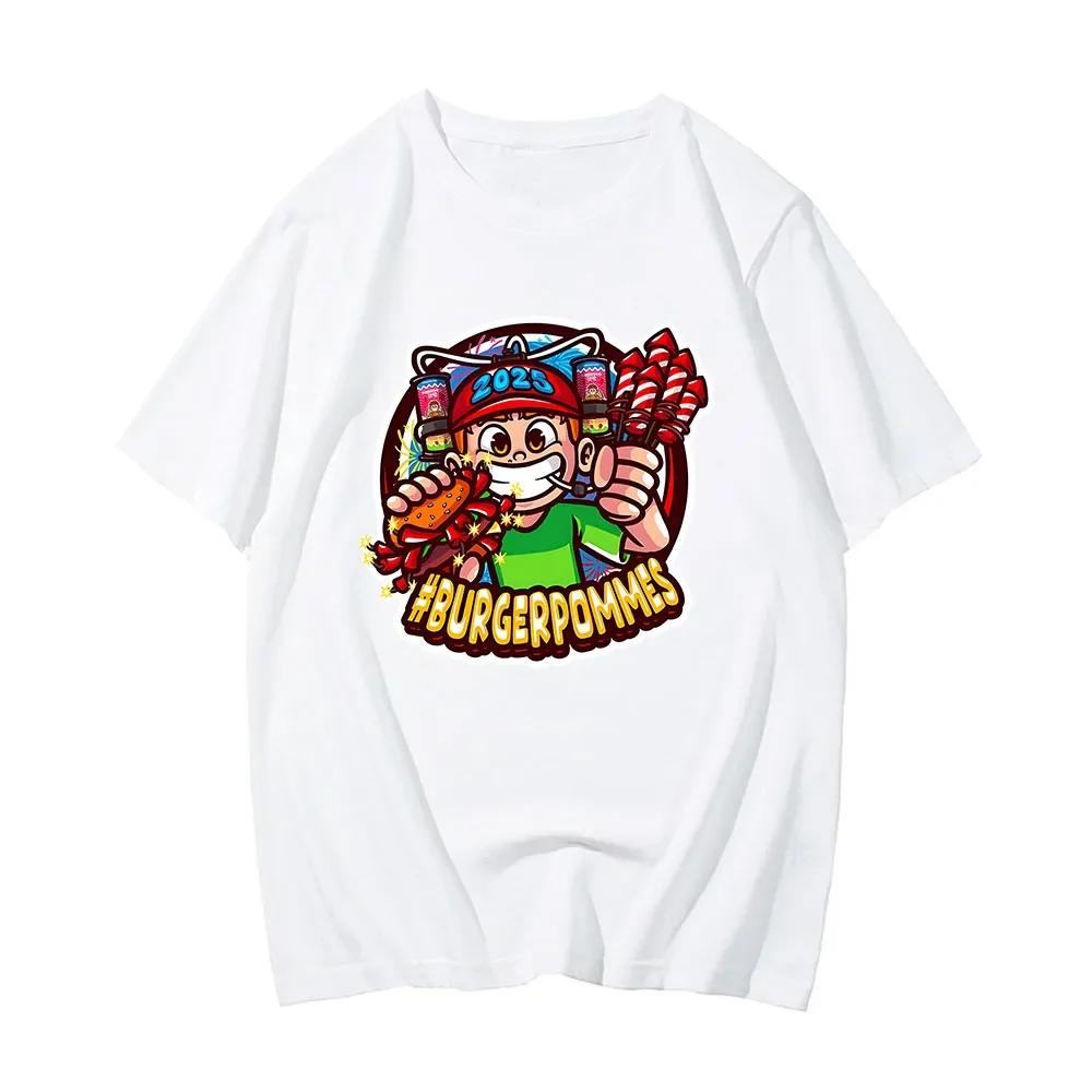 Burgerpommes 2 LukasBurger Trička Kreslený Grafický Potisk Tričko Marvin Vlogt ICrimax Tričko Bavlna Pánská Dámská Trička Unisex